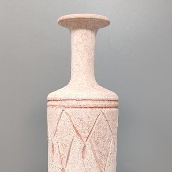 1970 Stunning Pair of Antique Rose Colored Ceramic Vases. Made in Italy