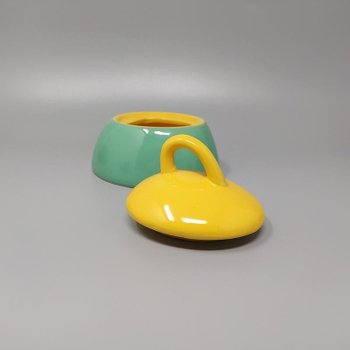1980 Magnifique service à thé/café vert et jaune en céramique par Naj Oleari. Fabriqué en Italie