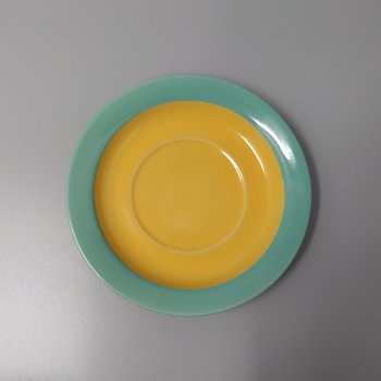 1980 Magnifique service à thé/café vert et jaune en céramique par Naj Oleari. Fabriqué en Italie
