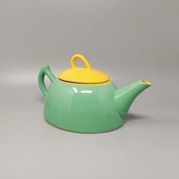 1980 Magnifique service à thé/café vert et jaune en céramique par Naj Oleari. Fabriqué en Italie