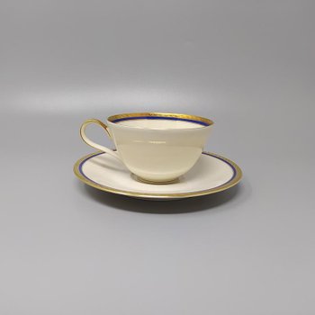 1950 Magnificent white, blue and gold tea/coffee service in Bavarian porcelain. Made in Germany