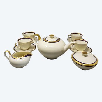 1950 Magnificent white, blue and gold tea/coffee service in Bavarian porcelain. Made in Germany