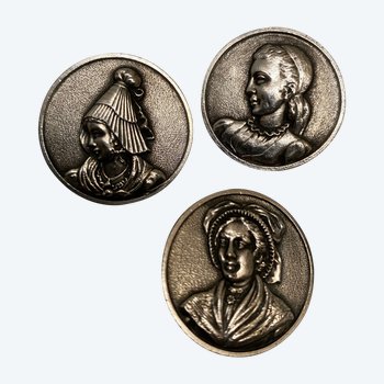 3 BOTTONI IN METALLO ARGENTO