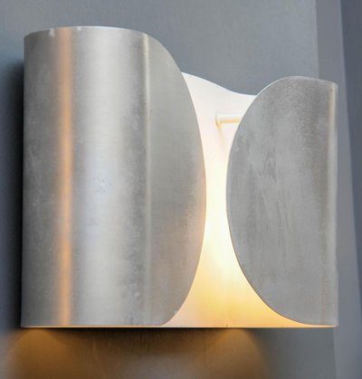 Set of six wall sconces in corrugated metal