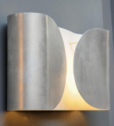 Set of six wall sconces in corrugated metal
