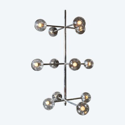 Five-bulb nickel stacking chandelier by Kinkeldey