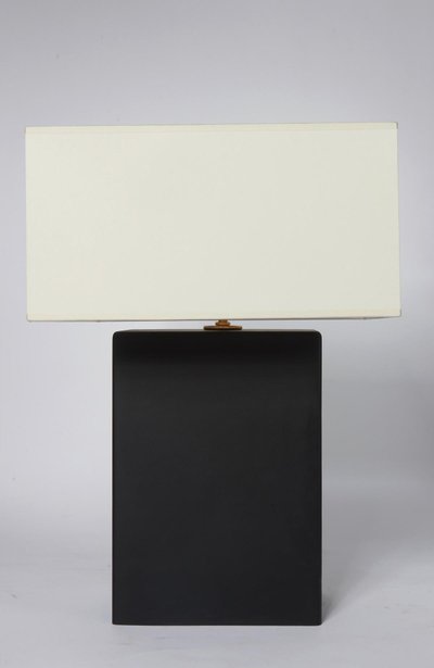 Pair of rectangular desk lamps in matte black fabric