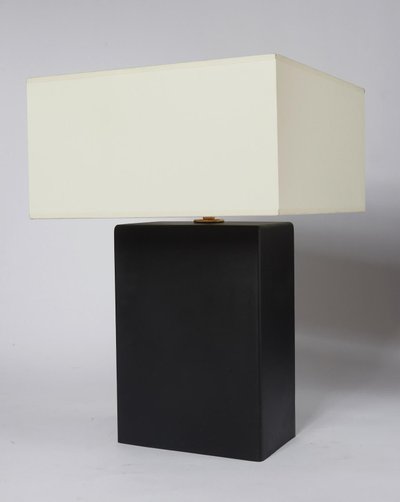 Pair of rectangular desk lamps in matte black fabric
