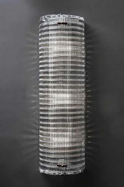 Transparent textured Murano glass with brass frame
