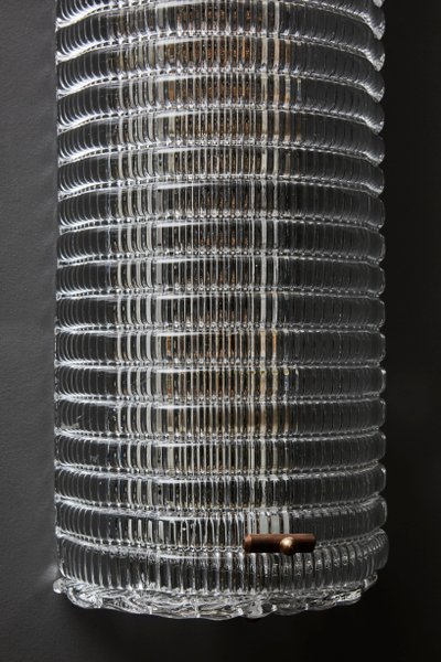 Transparent textured Murano glass with brass frame