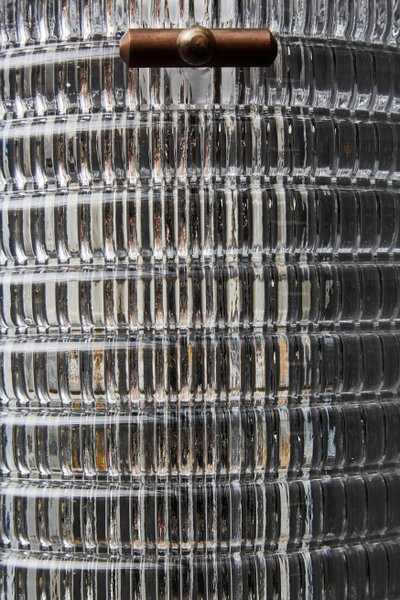 Transparent textured Murano glass with brass frame