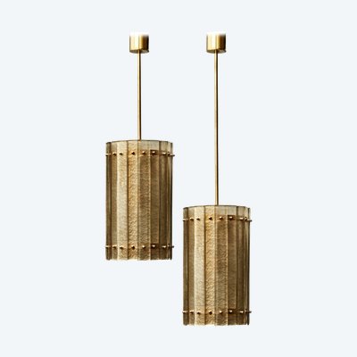 Lanterne en laiton et verre de Murano doré