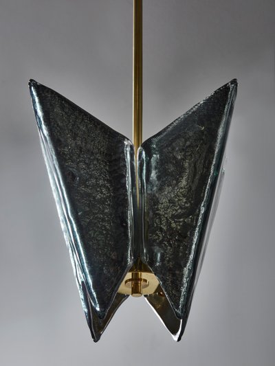 Hanging leaves in folded tinted glass