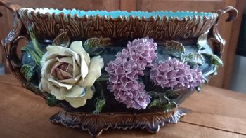 19th century polychrome earthenware planter