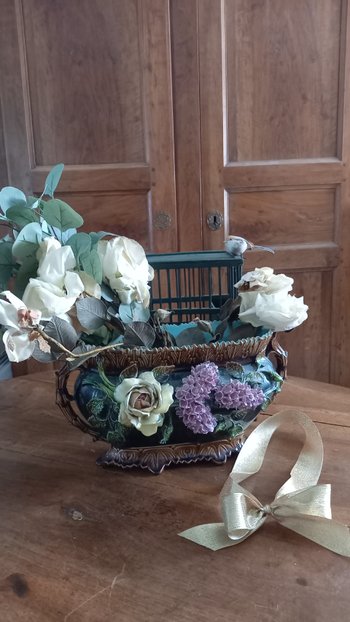 19th century polychrome earthenware planter