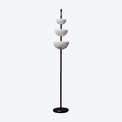 Lampadaire à tasses en laiton et albâtre de Glustin Luminaires