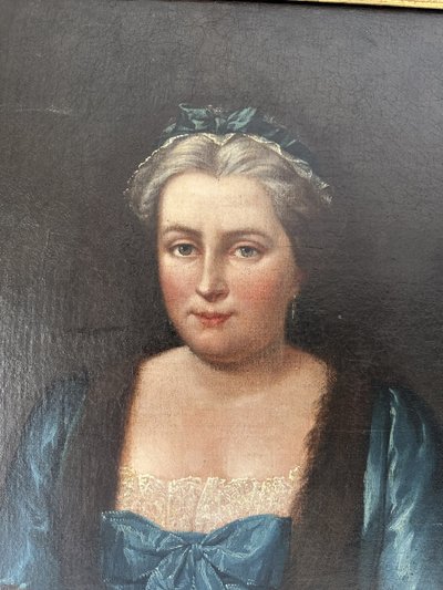 French school of the 18th century. Oil on canvas "La jeune femme à la lettre" (Young woman with a letter)