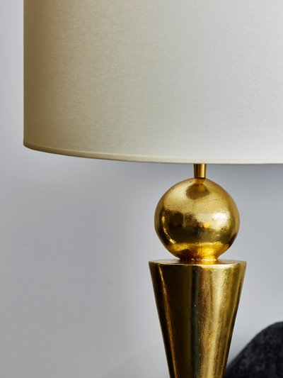 Pair of gold-leaf-covered plaster desk lamps