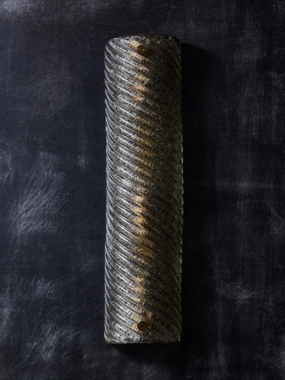 Wall lights in smoked and grooved Murano glass