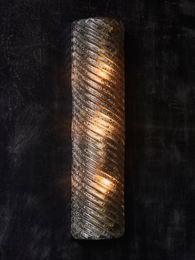 Wall lights in smoked and grooved Murano glass