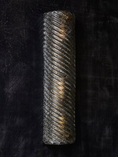 Wall lights in smoked and grooved Murano glass