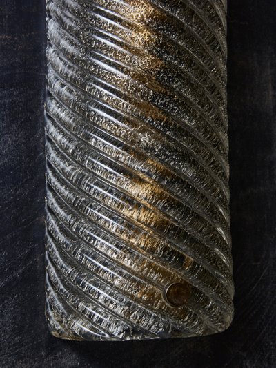 Wall lights in smoked and grooved Murano glass