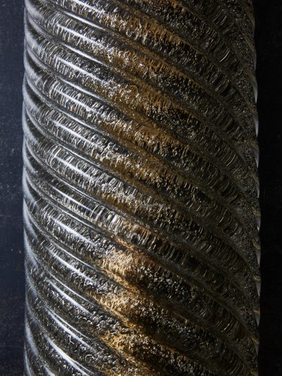 Wall lights in smoked and grooved Murano glass