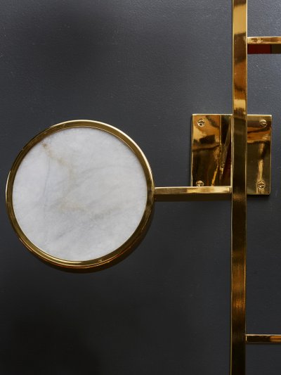 Alabaster bezels and brass flush mount from Glustin Luminaires
