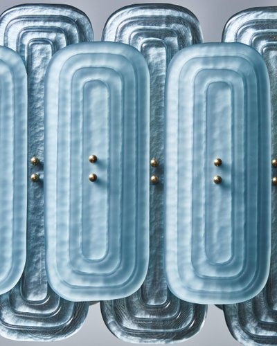 Langer Kronleuchter aus Muranoglas teal