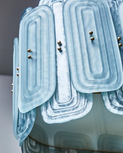 Langer Kronleuchter aus Muranoglas teal