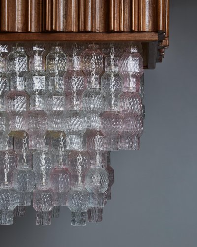 Kronleuchter aus Muranoglas mit Holzdeckengehäuse