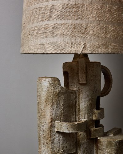 Important glazed ceramic desk lamp by Marius Bessone