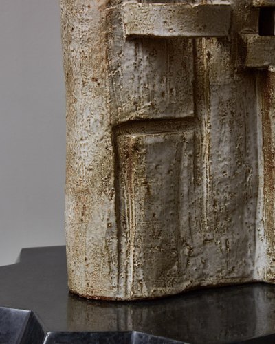 Important glazed ceramic desk lamp by Marius Bessone