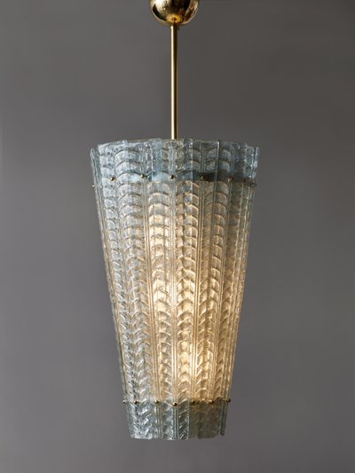 Lantern in transparent blue Murano glass