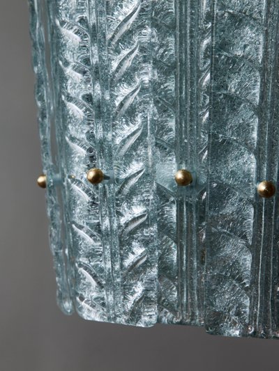 Lantern in transparent blue Murano glass