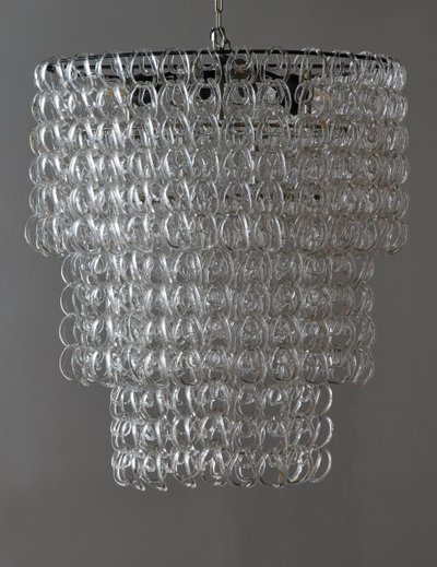 Lustre en verre ovale d'Angelo Mangiarotti pour Vistosi