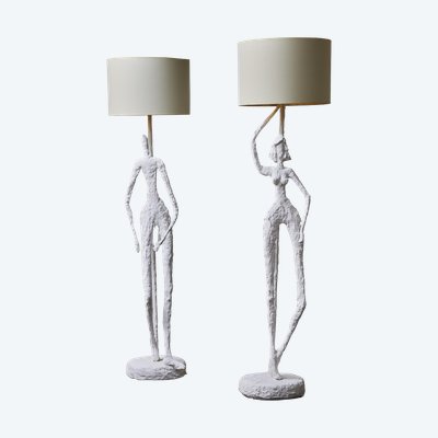 Lampadaires à caractères plâtre de Glustin Luminaires