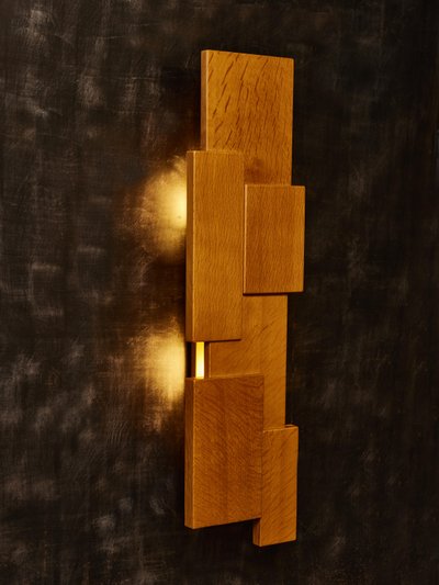 Teak wall scone