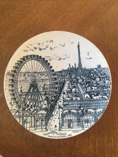 "Large Ceramic Dish, "la Grande Roue De Paris ,exposition Universelle De Paris 1900