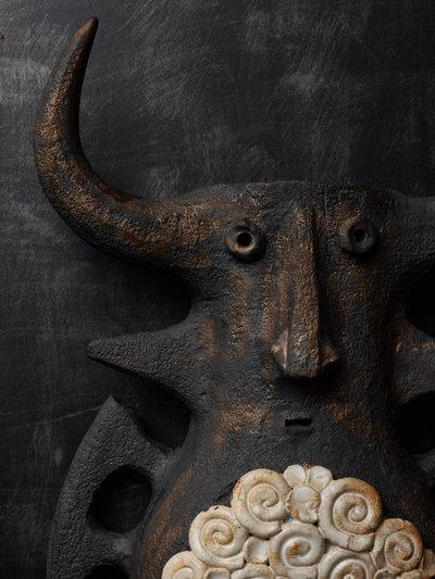 Coppia di applique in ceramica Toro di Dominique Pouchain