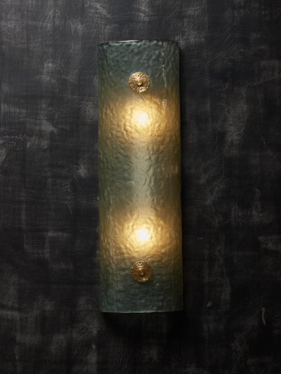 Teal Murano wall light with brass accents