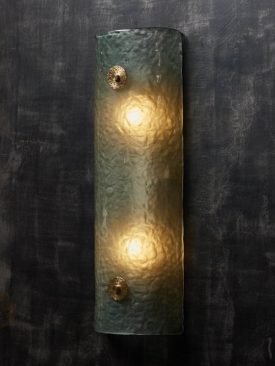 Teal Murano wall light with brass accents