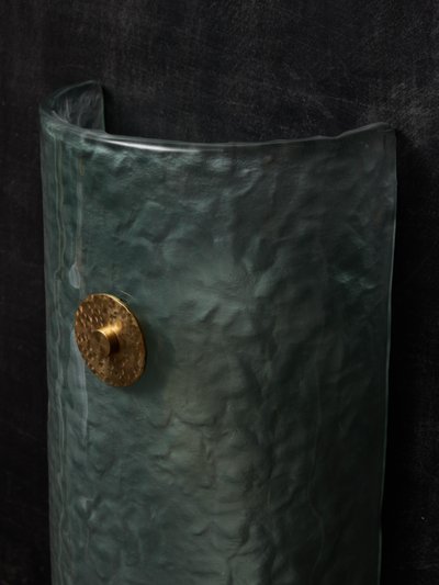 Teal Murano wall light with brass accents