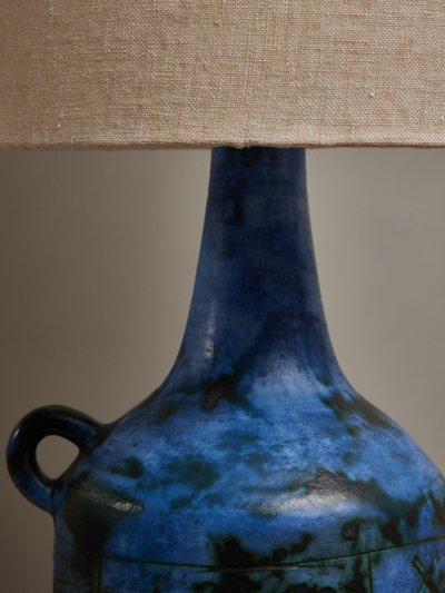 Jacques Blin blue ceramic table lamp