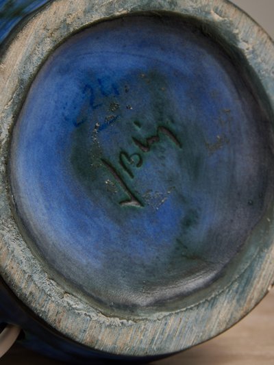 Jacques Blin blue ceramic table lamp