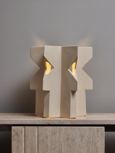 Ceramic star-shaped table lamp by Frederic Bourdiec