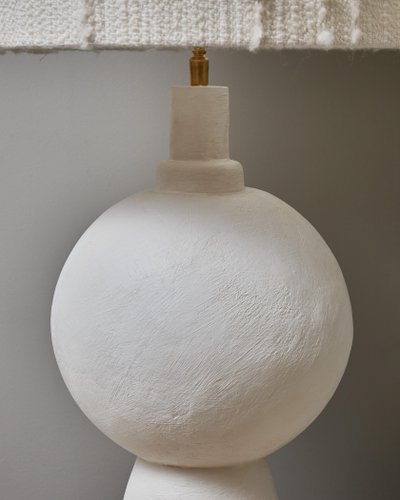 Pair of round plaster table lamps