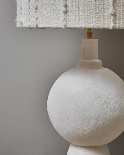 Pair of round plaster table lamps