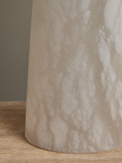 Pair of large alabaster conical table lamps with globes
