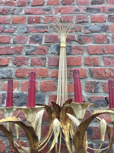 Pair of Large Art Deco Wall Sconces, in Lacquered Metal, Circa 1940
